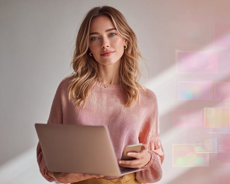 Femme utilisant ordinateur portable