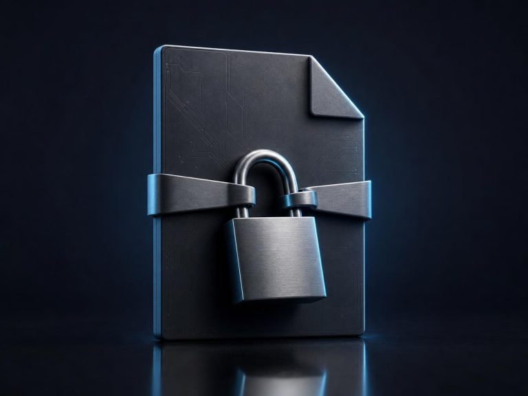 Fichier numérique sécurisé par un cadenas métallique